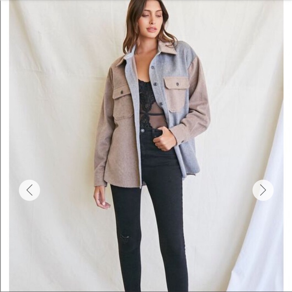 Colorblock Neutral Shacket NWT - Picture 4 of 11